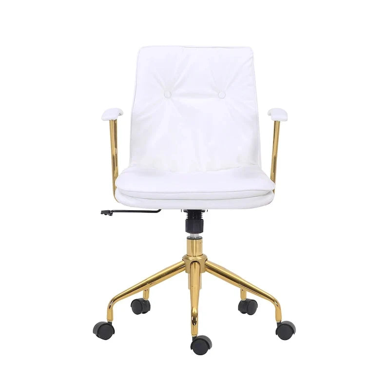 Porthos Home Tilly, chaise de bureau, cuir PU, piétement à roulettes en chrome doré