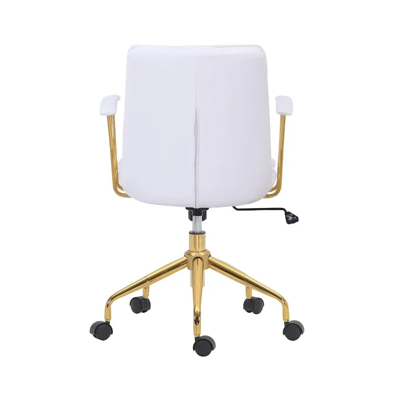 Porthos Home Tilly, chaise de bureau, cuir PU, piétement à roulettes en chrome doré