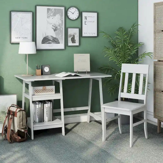 Bureau d'ordinateur en verre Oller Transitional de 120 cm en 2 pièces avec chaise par Furniture of America