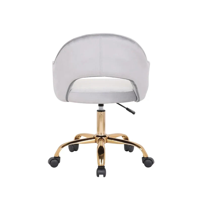 Chaise de bureau pivotante en velours Porthos Home Camron, pieds chromés dorés