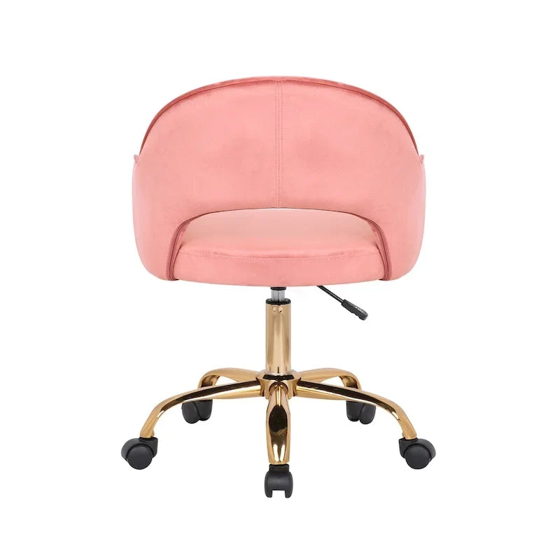 Chaise de bureau pivotante en velours Porthos Home Camron, pieds chromés dorés