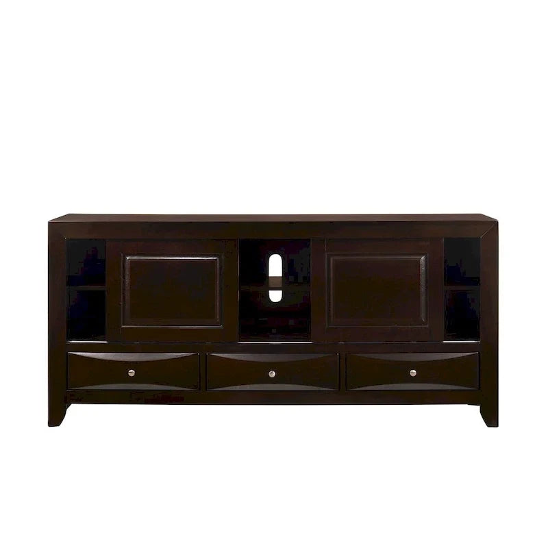 Ensemble de chambre à coucher Priscella 6 pièces en merisier foncé avec plateforme de rangement