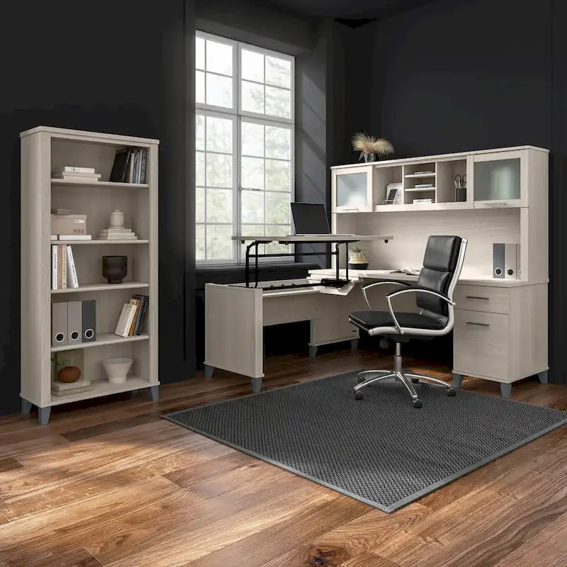 Bureau d'angle en L 60" Bush Furniture Somerset avec huche de rangement