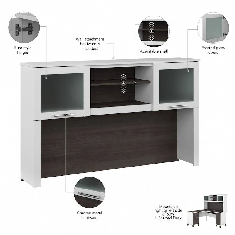 Bureau d'angle en L 60" Bush Furniture Somerset avec huche de rangement