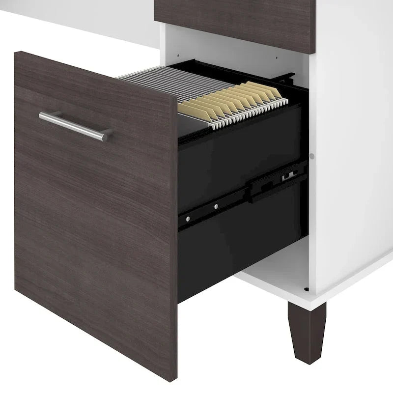 Bureau d'angle en L 60" Bush Furniture Somerset avec huche de rangement