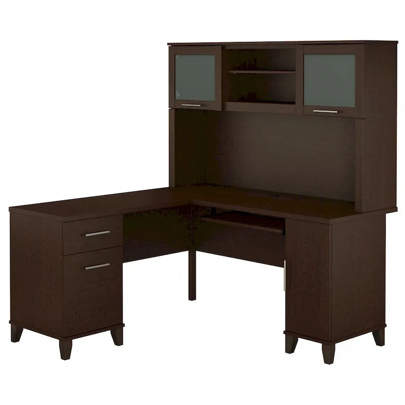 Bureau d'angle en L 60" Bush Furniture Somerset avec huche de rangement