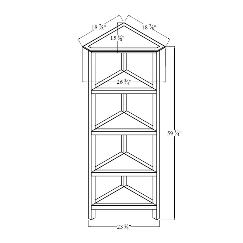 Bibliothèque d'angle haute en bois Edenton avec 4 étagères, blanc