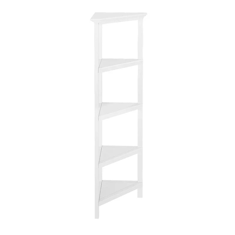 Bibliothèque d'angle haute en bois Edenton avec 4 étagères, blanc