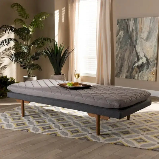 Canapé-lit rembourré en bois Marit Mid-Century Modern