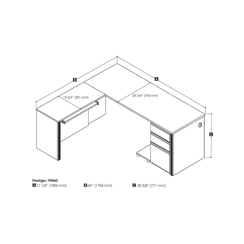 Bureau en L Prestige Bestar
