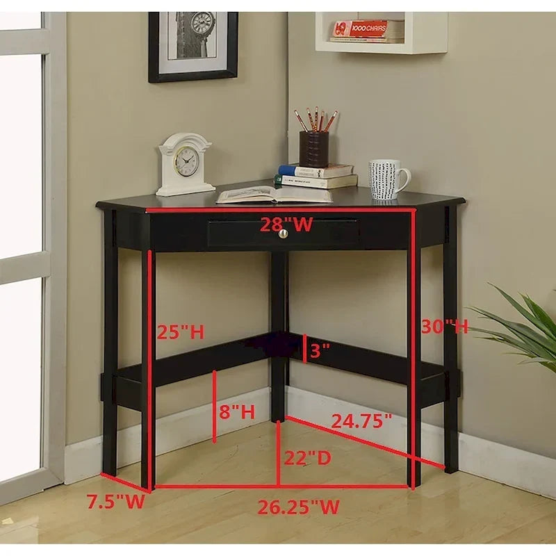Bureau d'angle contemporain en bois à 1 tiroir