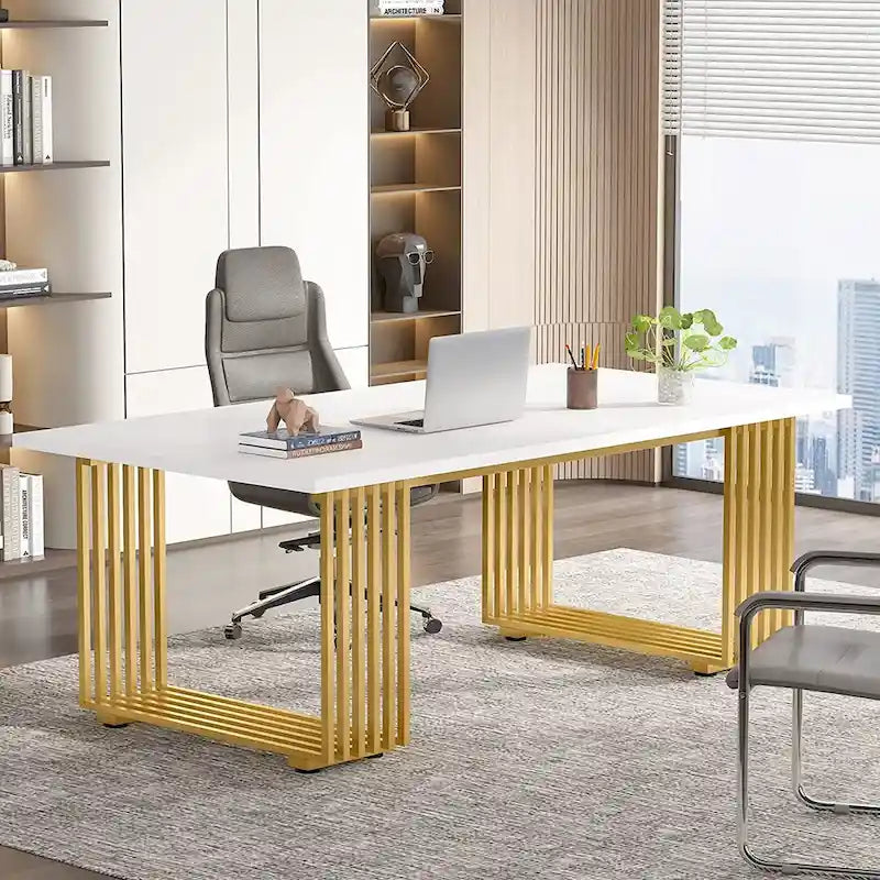 70.9 Bureau moderne, bureau d'ordinateur en bois grand bureau de direction