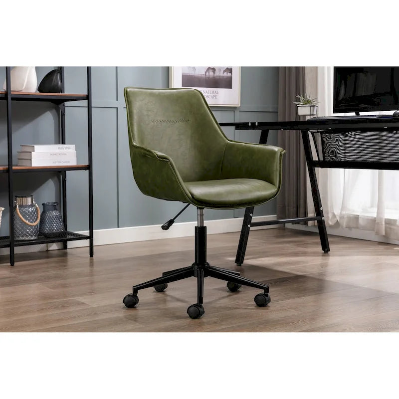 Chaise de bureau Porthos Home Jamar en cuir PU avec base roulante en métal