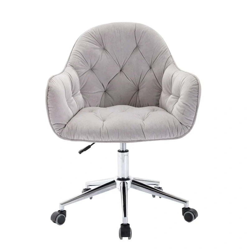Chaise de bureau pivotante réglable en velours tufté Corvus Hernals