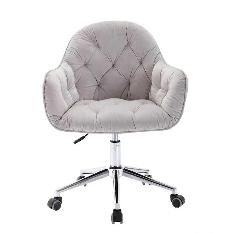 Chaise de bureau pivotante réglable en velours tufté Corvus Hernals