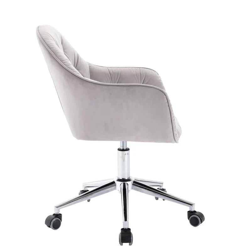 Chaise de bureau pivotante réglable en velours tufté Corvus Hernals