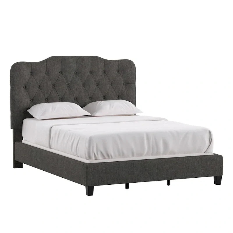 Lit Ginny de style classique en forme de dos-d'âne avec matelassage capitonné en losanges et diamants, par iNSPIRE Q