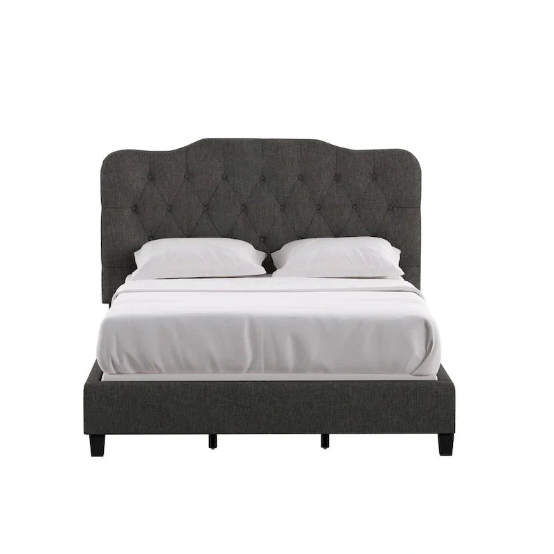 Lit Ginny de style classique en forme de dos-d'âne avec matelassage capitonné en losanges et diamants, par iNSPIRE Q