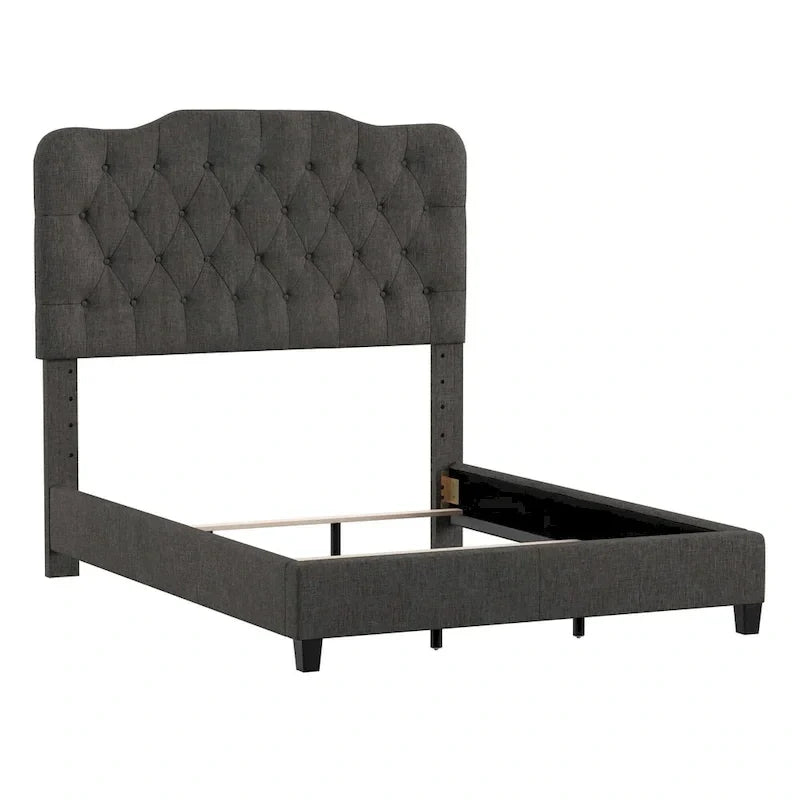 Lit Ginny de style classique en forme de dos-d'âne avec matelassage capitonné en losanges et diamants, par iNSPIRE Q