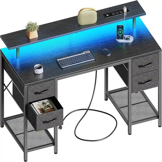 Bureau informatique de 119 cm avec 4 tiroirs