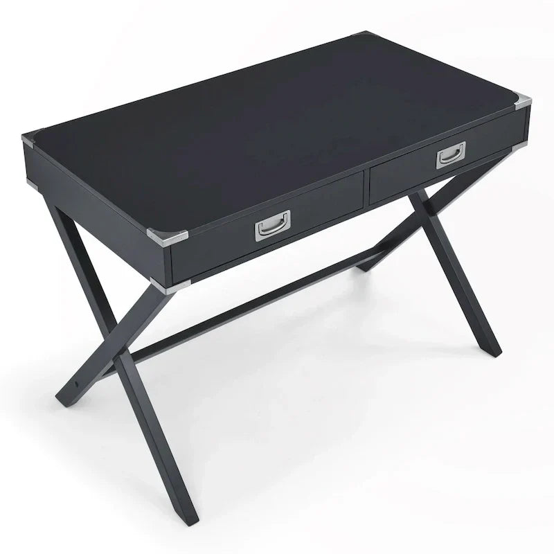 Bureau d'ordinateur en bois massif avec tiroirs