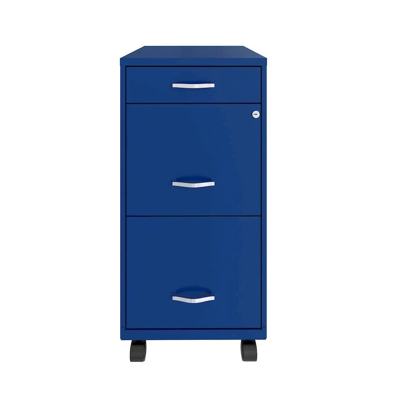 Classeur à roulettes Space Solutions à 3 tiroirs profonds de 45,7 cm, bleu classique