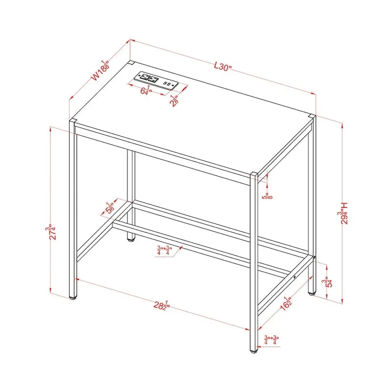 Bureau d'ordinateur moderne Belzie de 30 pouces en acier avec ports USB par Furniture of America