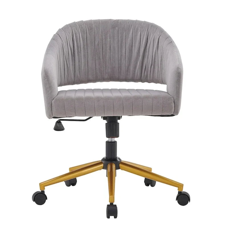 Chaise de bureau moderne dorée en velours pivotante et réglable en hauteur