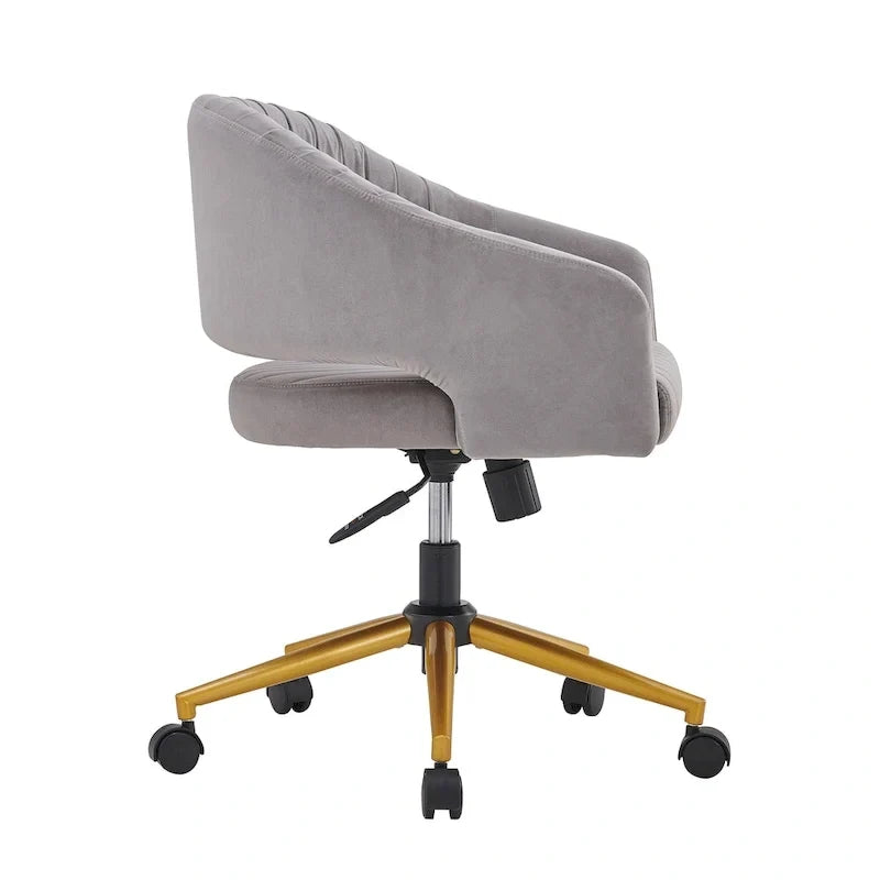 Chaise de bureau moderne dorée en velours pivotante et réglable en hauteur