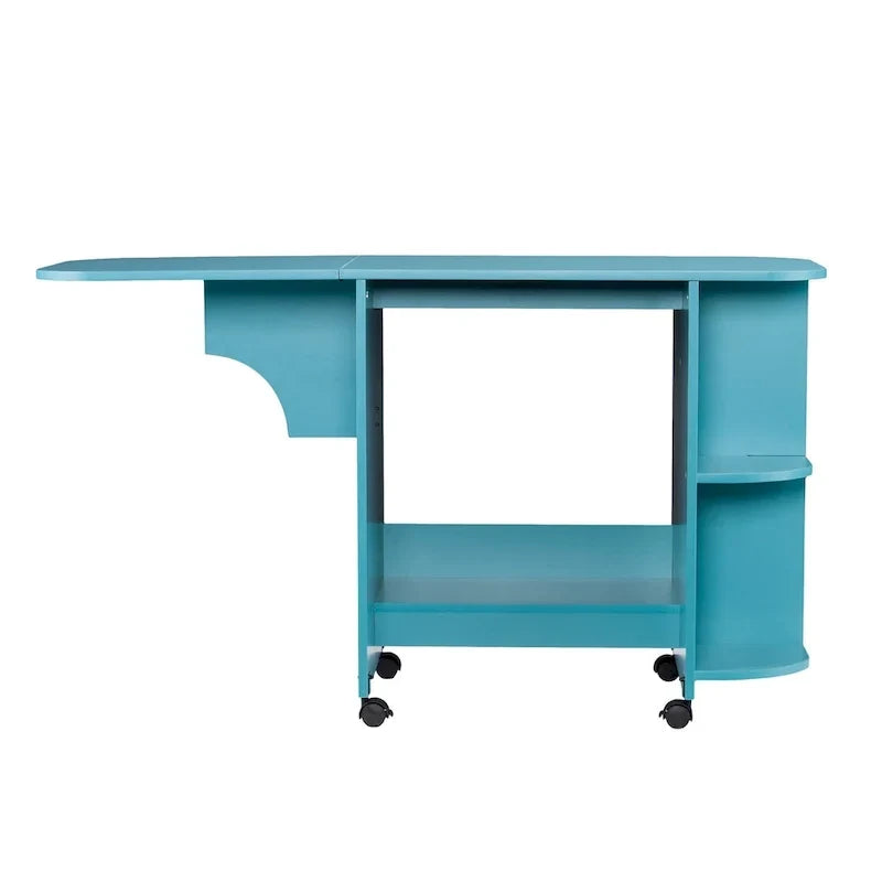 Table à couture/station d'artisanat roulante extensible Eastwick de SEI Furniture - Turquoise