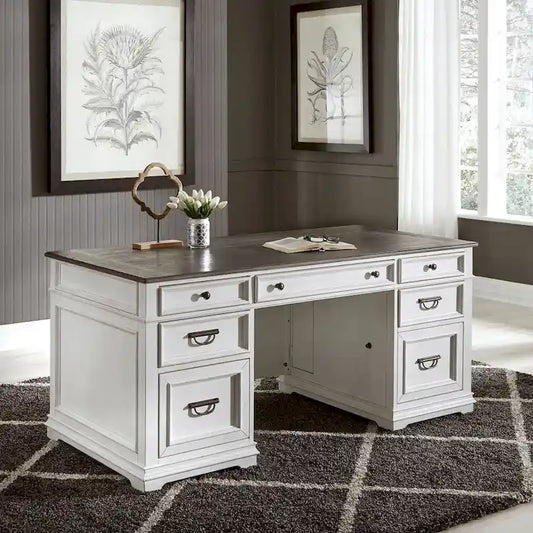 Bureau brossé blanc charbon Allyson Park