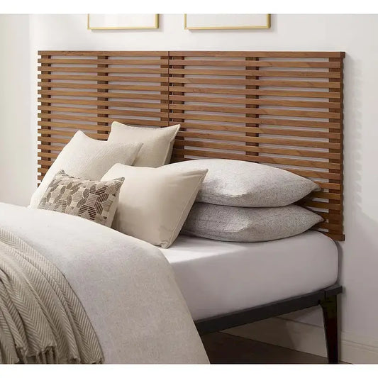 Tête de lit flottante King Size Vidalia en noyer, style moderne du milieu du siècle