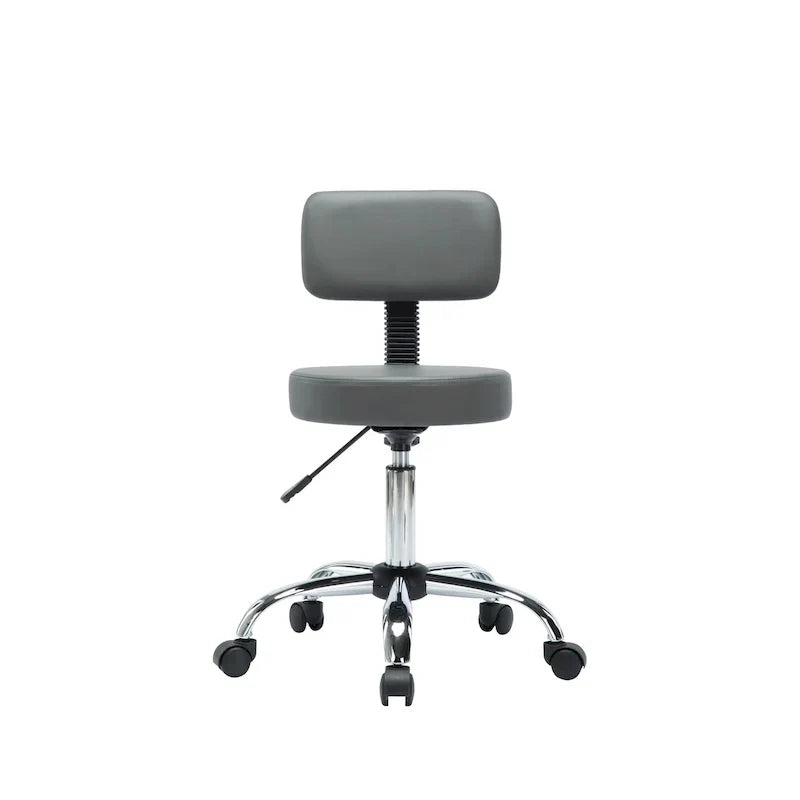 Tabouret de travail roulant réglable avec siège en similicuir et repose-pieds pliable, tabouret polyvalent pour bureau à domicile, coiffeuse,