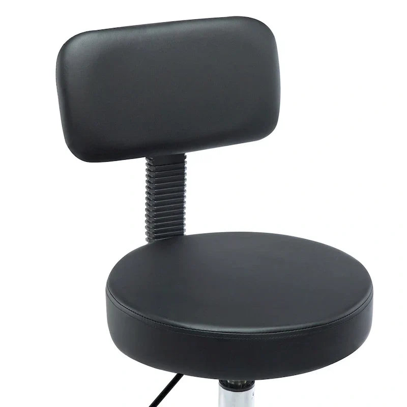 Tabouret de travail roulant réglable avec siège en similicuir et repose-pieds pliable, tabouret polyvalent pour bureau à domicile, coiffeuse,
