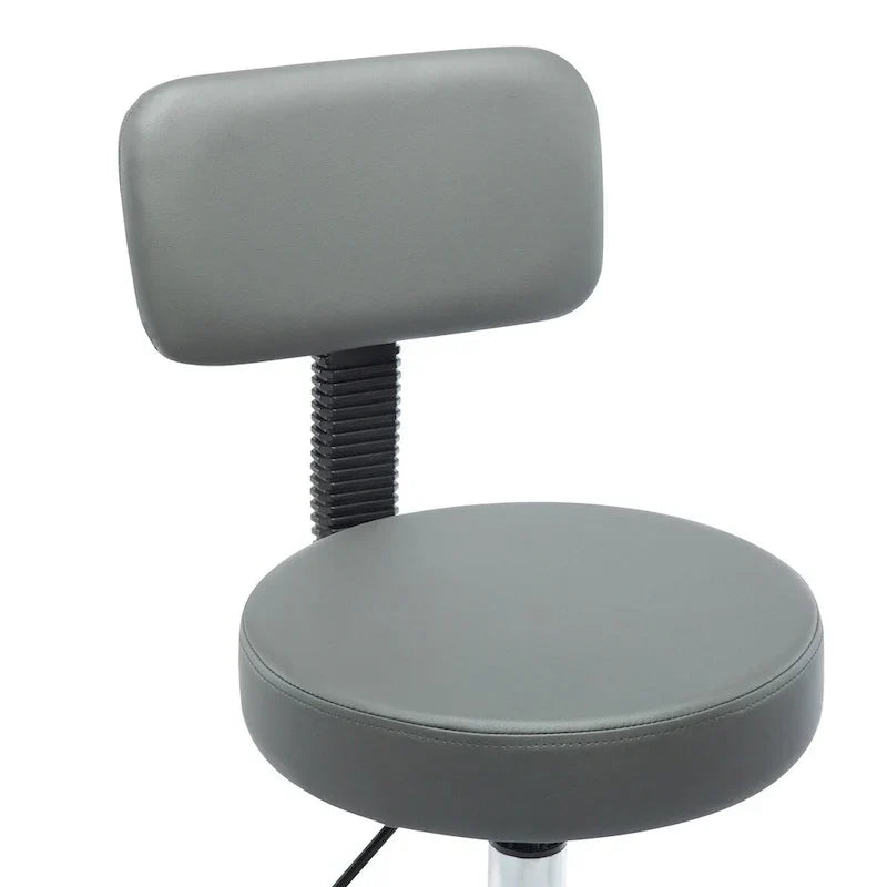 Tabouret de travail roulant réglable avec siège en similicuir et repose-pieds pliable, tabouret polyvalent pour bureau à domicile, coiffeuse,