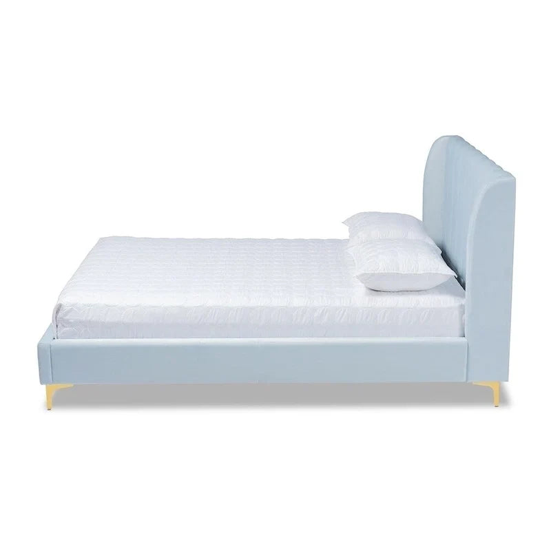Lit plateforme Silver Orchid Bruce Glam en tissu velours