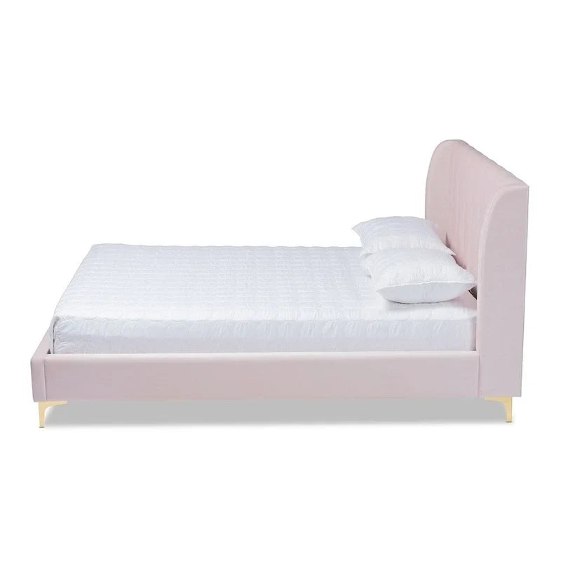 Lit plateforme Silver Orchid Bruce Glam en tissu velours