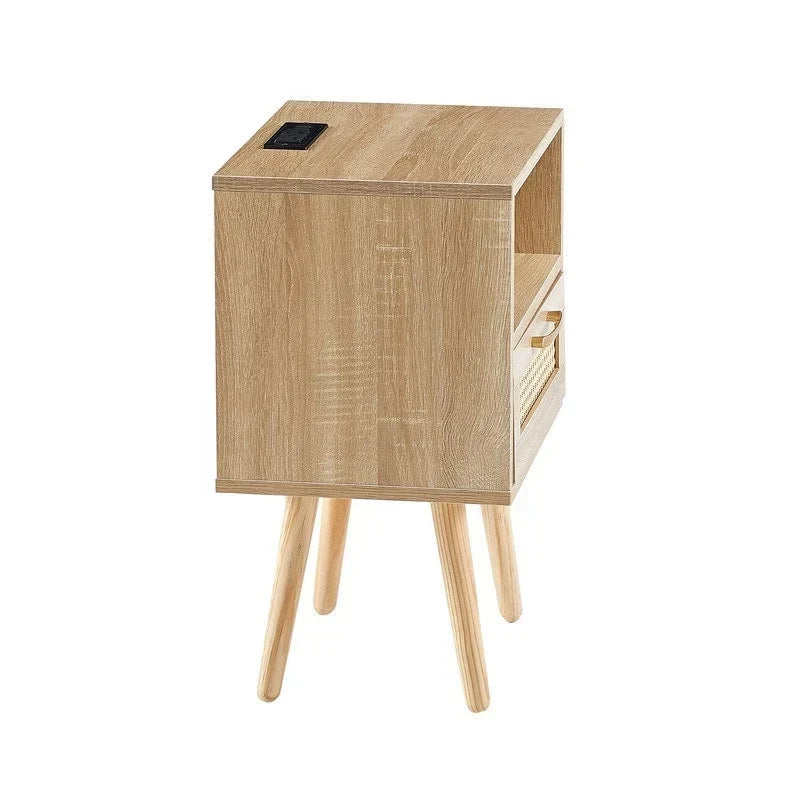 Table de chevet avec station de recharge et tiroir