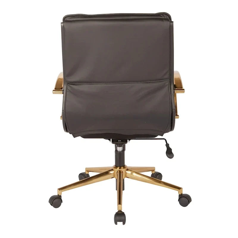 Chaise de bureau mi-hauteur en similicuir avec base dorée OSP Home Furnishings