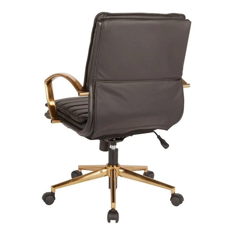 Chaise de bureau mi-hauteur en similicuir avec base dorée OSP Home Furnishings