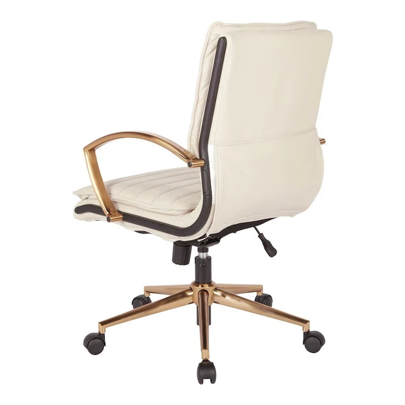 Chaise de bureau mi-hauteur en similicuir avec base dorée OSP Home Furnishings