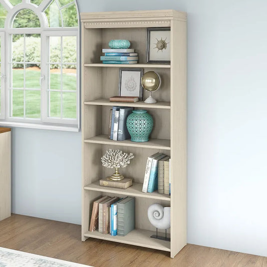 Bibliothèque à 5 étagères Fairview Blanc antique - Antique - 29.57L x 12.09W x 68.94H