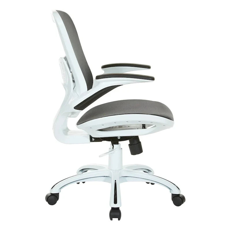 Chaise de bureau Riley avec assise et dossier en maille blanche
