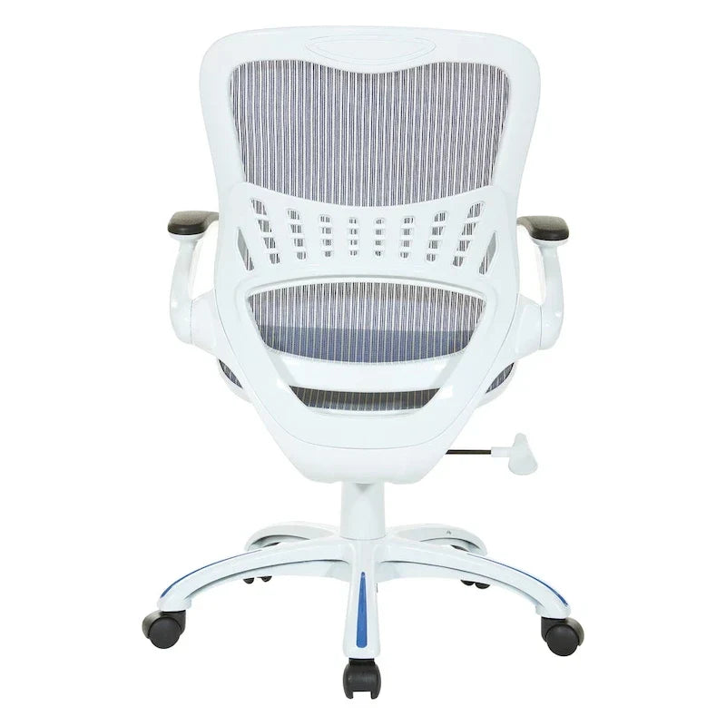 Chaise de bureau Riley avec assise et dossier en maille blanche