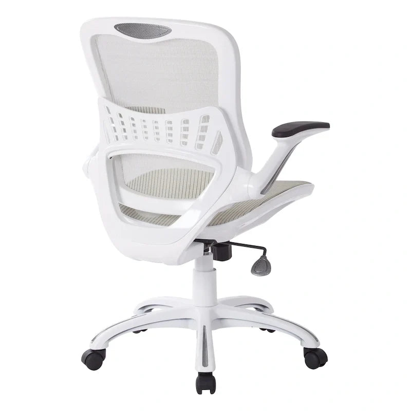 Chaise de bureau Riley avec assise et dossier en maille blanche