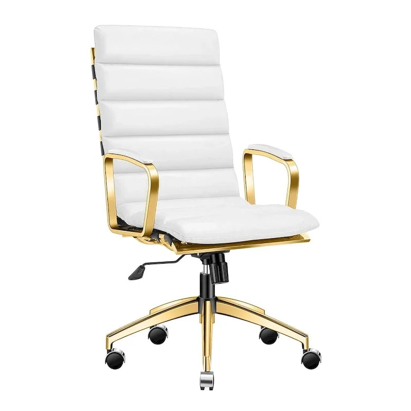 Chaise de bureau LUXMOD en similicuir avec cadre doré, réglable et pivotante