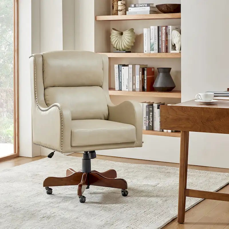 Fauteuil de bureau pivotant Pete en similicuir à hauteur réglable avec mécanisme d'inclinaison par HULALA HOME