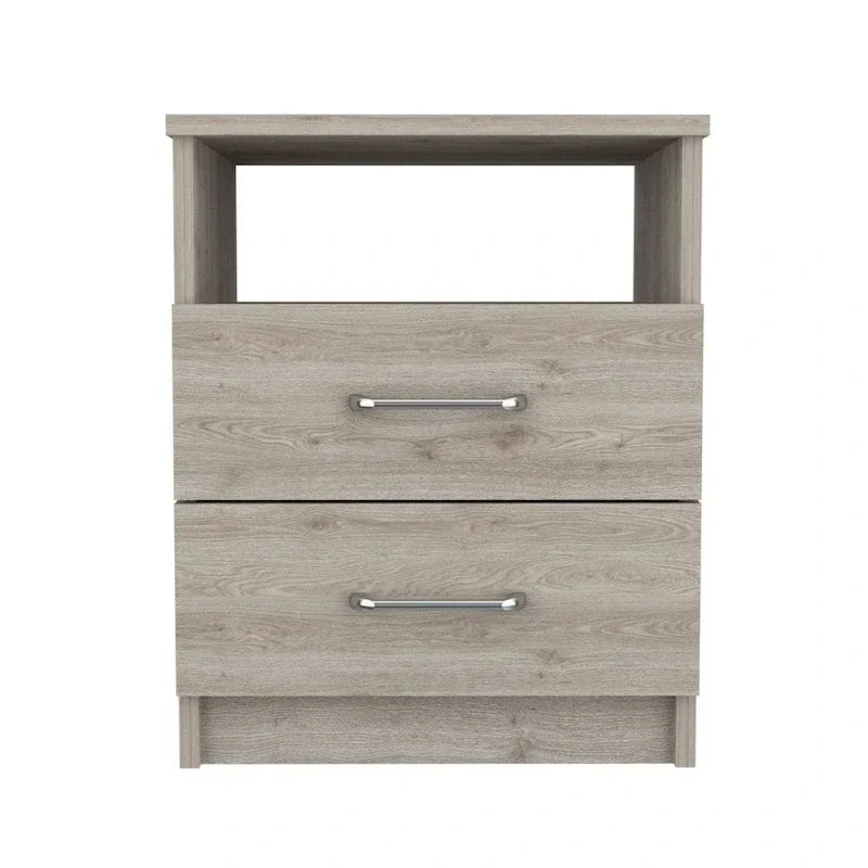 Table de chevet FM Furniture Oklahoma avec deux tiroirs et une étagère