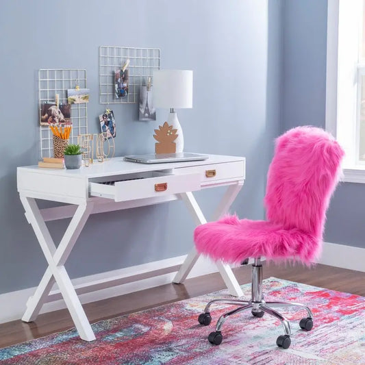 Bureau d'écriture Poppy White à piètement en X