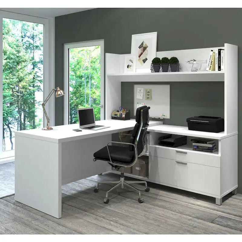 Bureau en L Pro-Linea avec huche ouverte